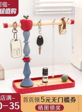 阿楹 轻奢复古入门玄关柜钥匙托盘摆件高级收纳新年艺术置物挂架
