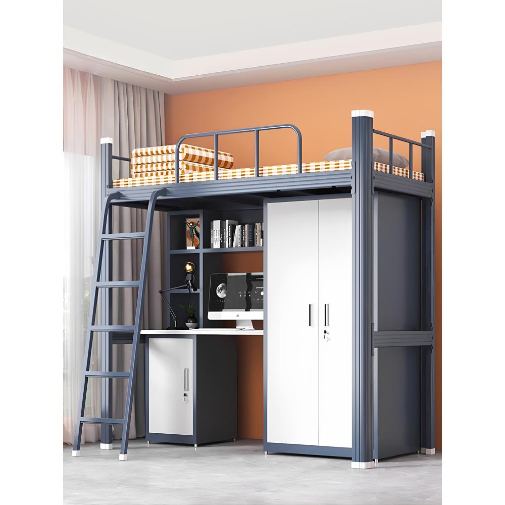 学校上床下桌组合床小户型民宿公寓床上下铺员工宿舍铁架床双层床