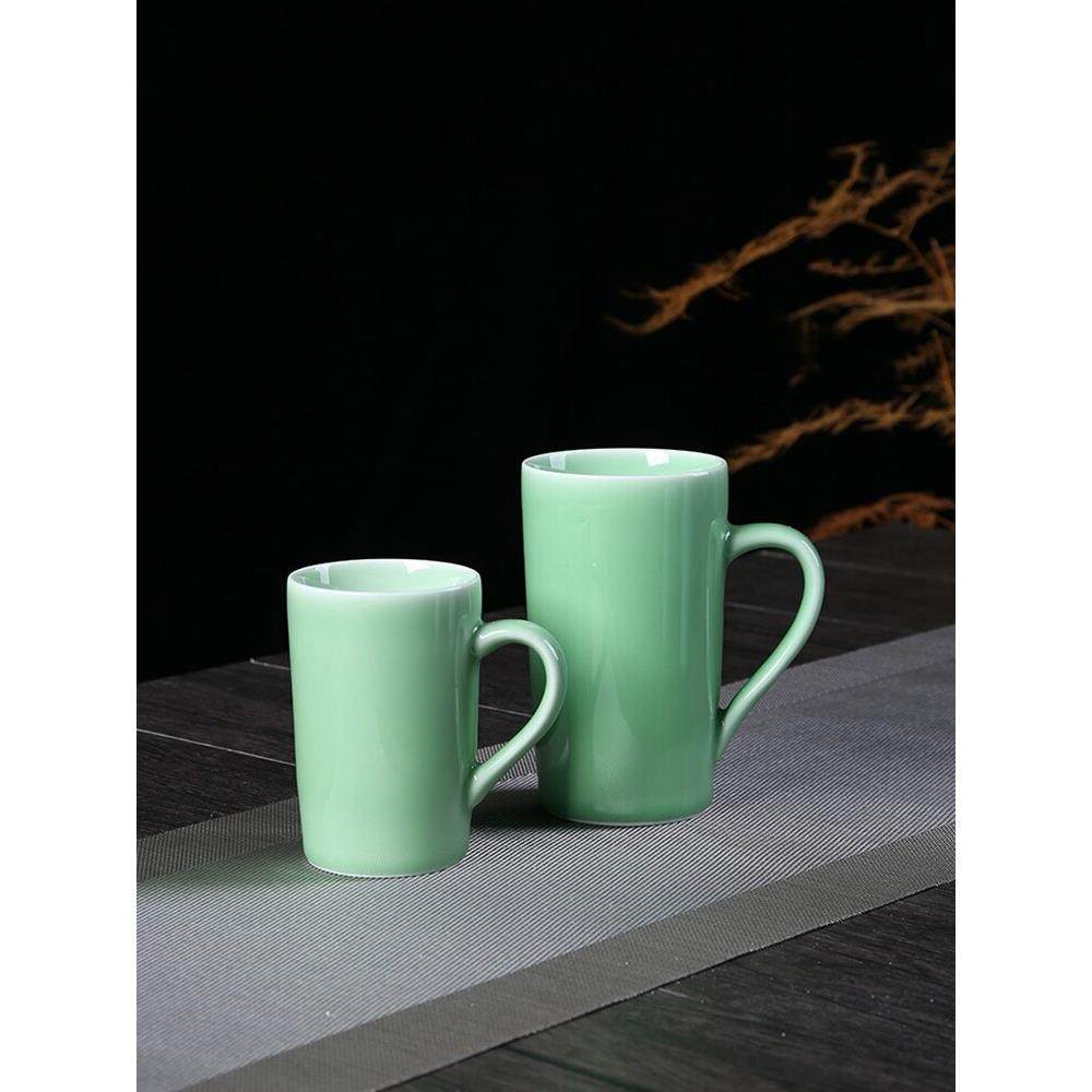 小利青瓷大号650毫升茶杯陶瓷马克杯扎啤杯子啤酒杯家用带把水杯