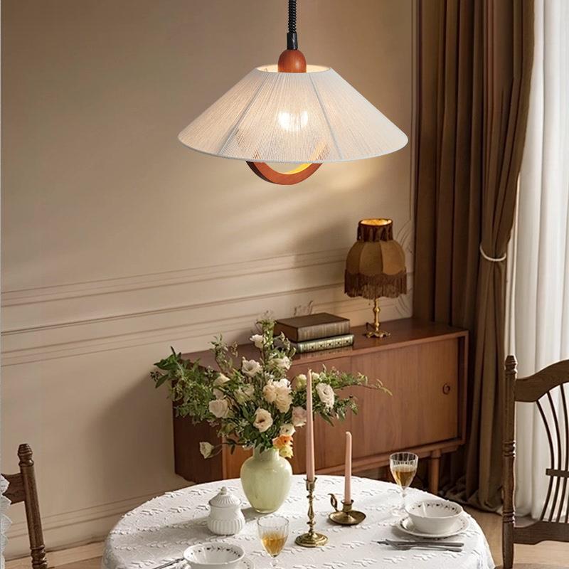 复古小户型餐厅灯日式木艺伸缩吧台吊灯vintage中古灯升降餐桌灯