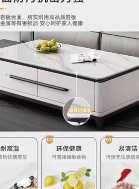 实2木电视柜客厅05新款岩板茶几电视柜2组合LUH边柜可伸缩落物地