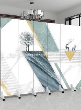 新水中式屏风隔挡断客厅遮可断移动折叠办TEG公室山酒店房间隔墙