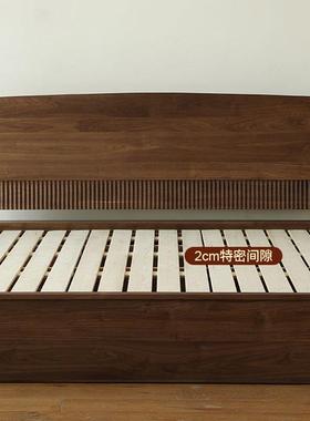 北美代黑胡储桃木实木UCA床高箱屉床现简抽约箱体床物双人床