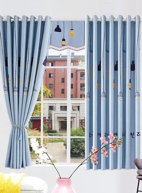 出舍租房宿免孔安TB-60147装伸缩打杆窗小窗帘成品遮光简易卧室飘