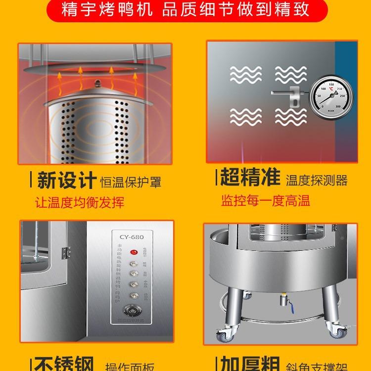 CY1-烤82用自动旋转圆筒鸭炉RYB商木炭电热两用不锈钢烤鱼炉烤肉