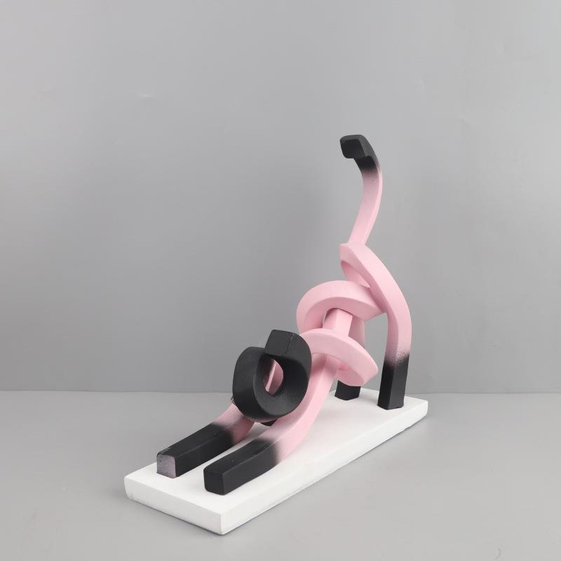 趣欧式轻1061奢抽扭曲线条猫咪味树脂摆件儿童房象厅客玄关家居装