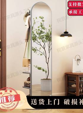 木旋转KWF穿衣镜衣帽架一体用落地实卧室家多功能挂全衣架身镜试