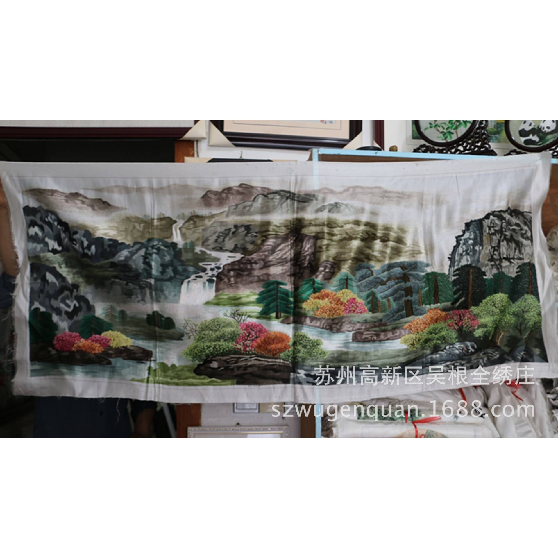 苏绣绣片单面绣客厅办公室装饰画苏州手工刺绣风景画图片