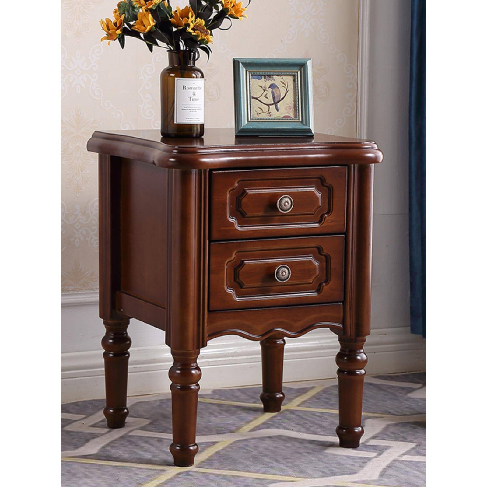 A5L室现宿代实木头柜美式F76M97ST胡桃白色家用卧民客厅主卧床边