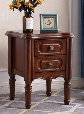 A5L室现宿代实木头柜美式F76M97ST胡桃白色家用卧民客厅主卧床边