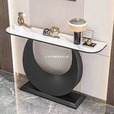 现代轻奢高端家用意式天然大理石玄关台进门正对大门口靠墙玄关柜