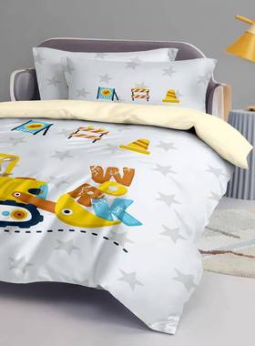儿童棉RHC四件套男孩被套罩工卡通纯程车学生宿舍床套上三件床单