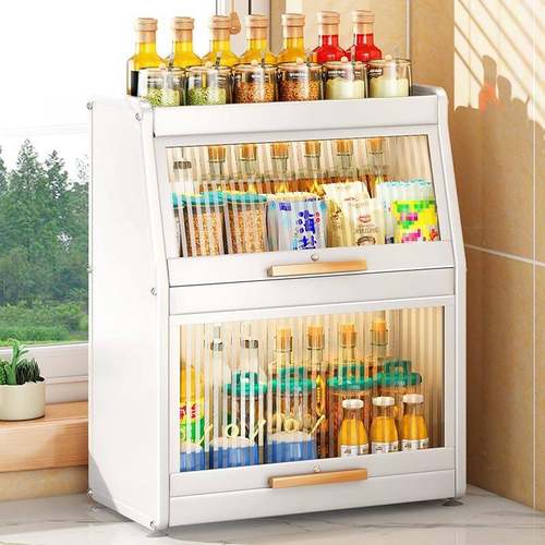 防尘带物厨房调料品置物油架家用台面盖放盐酱醋调味FSD盒收纳储