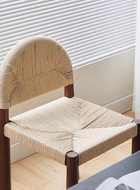 师复中古实木水草编织藤椅设计民宿中餐厅藤古编UTX古风法式实木