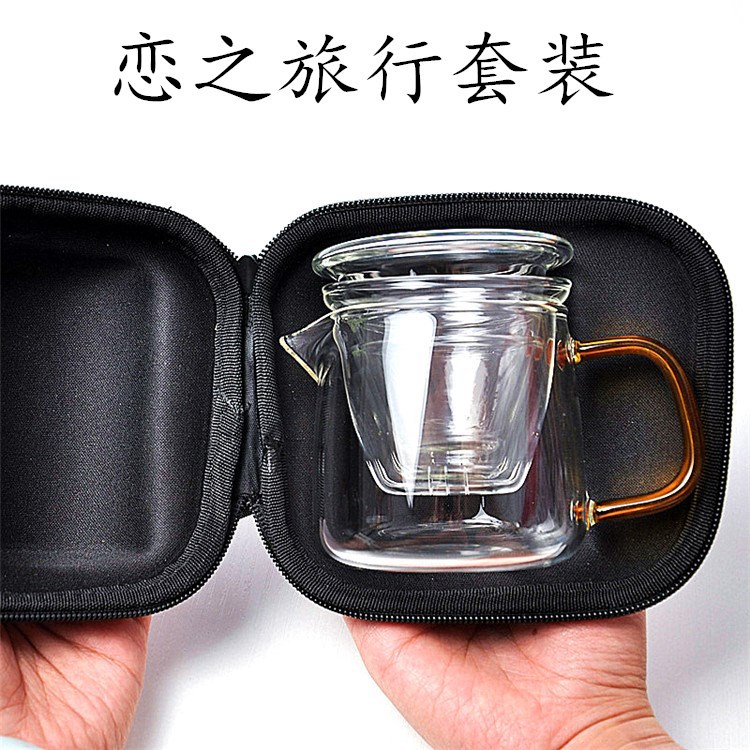 玻璃旅行茶具套装车载便携包式