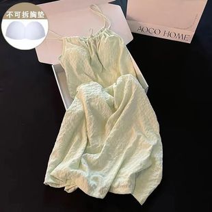 纯棉带胸垫学生吊带宽松新款 日系公主风甜美睡衣睡裙女夏季 家居服
