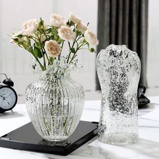 创意夜光浪花口玻璃花瓶家居摆件猫爪荧光花瓶漫天星玄关装饰玻璃