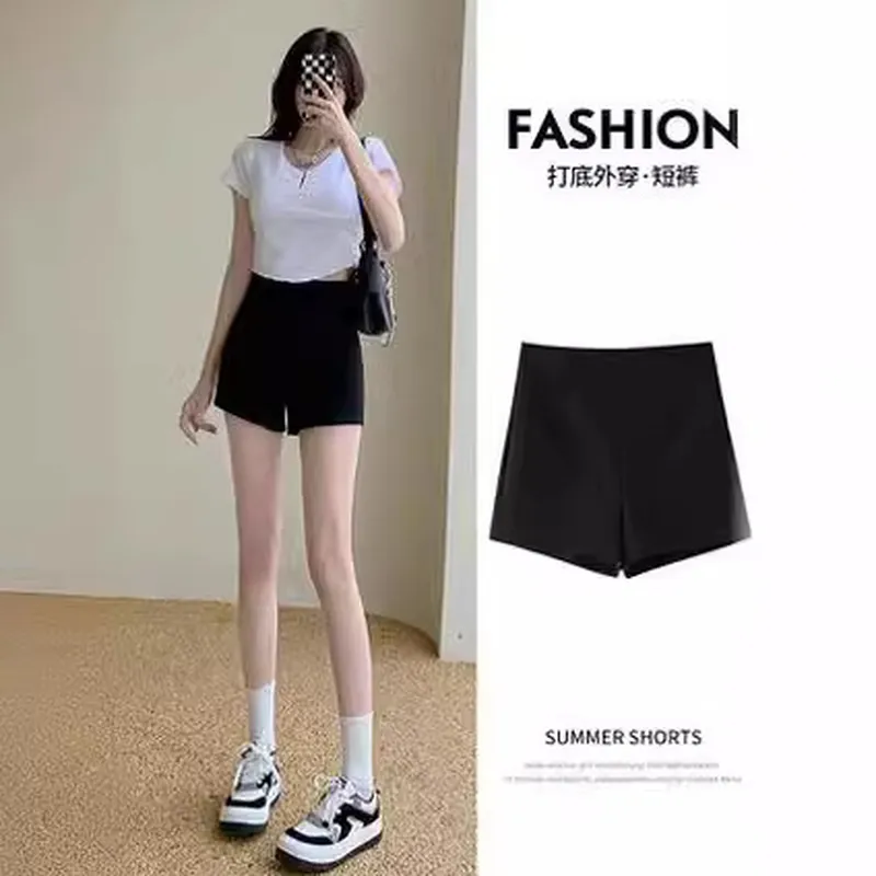 短裤夏季防走光黑色高腰打底百搭中东女装裤大码休闲女韩版小个子