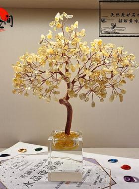 纯天然原矿水晶发财树轻奢简约创意客厅卧室高级样板房玄关-324K9