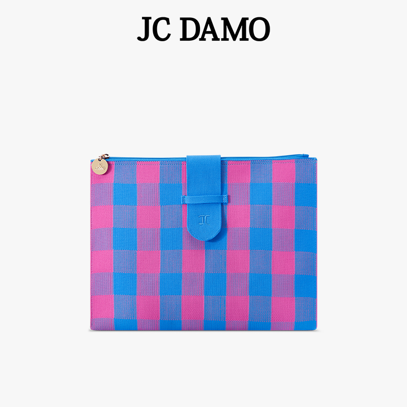 JCDAMO新款格子手拿平板包女