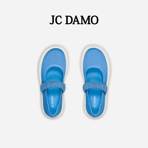 JCDAMO蓝色平底舒适玛丽珍女鞋