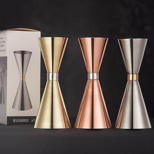 调酒师 不锈钢量酒器Jigger有刻度线 线量杯 日式金环盎司器酒吧