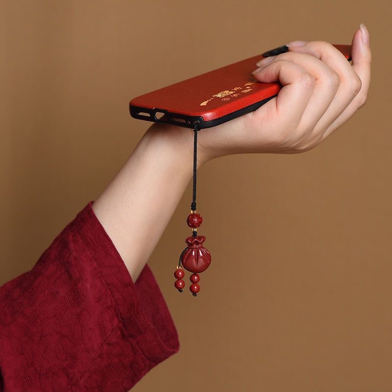 朱砂招财钱袋手机链挂件紫金砂U盘挂件零钱包包挂饰汽车钥匙扣