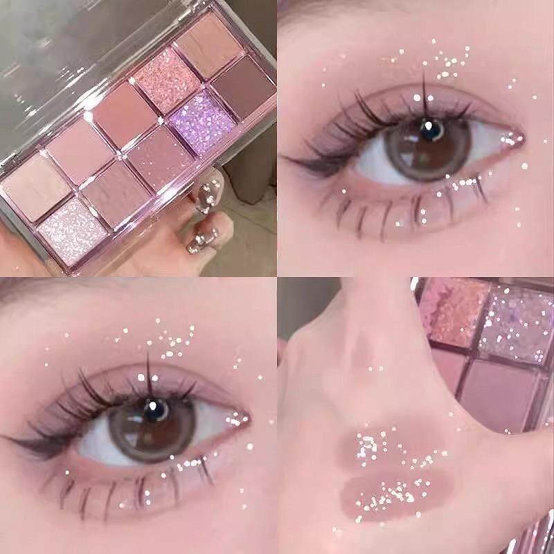 佳琪推荐十色眼影盘珠光哑光细闪亮片香芋紫纯欲低饱和淡妆大地色