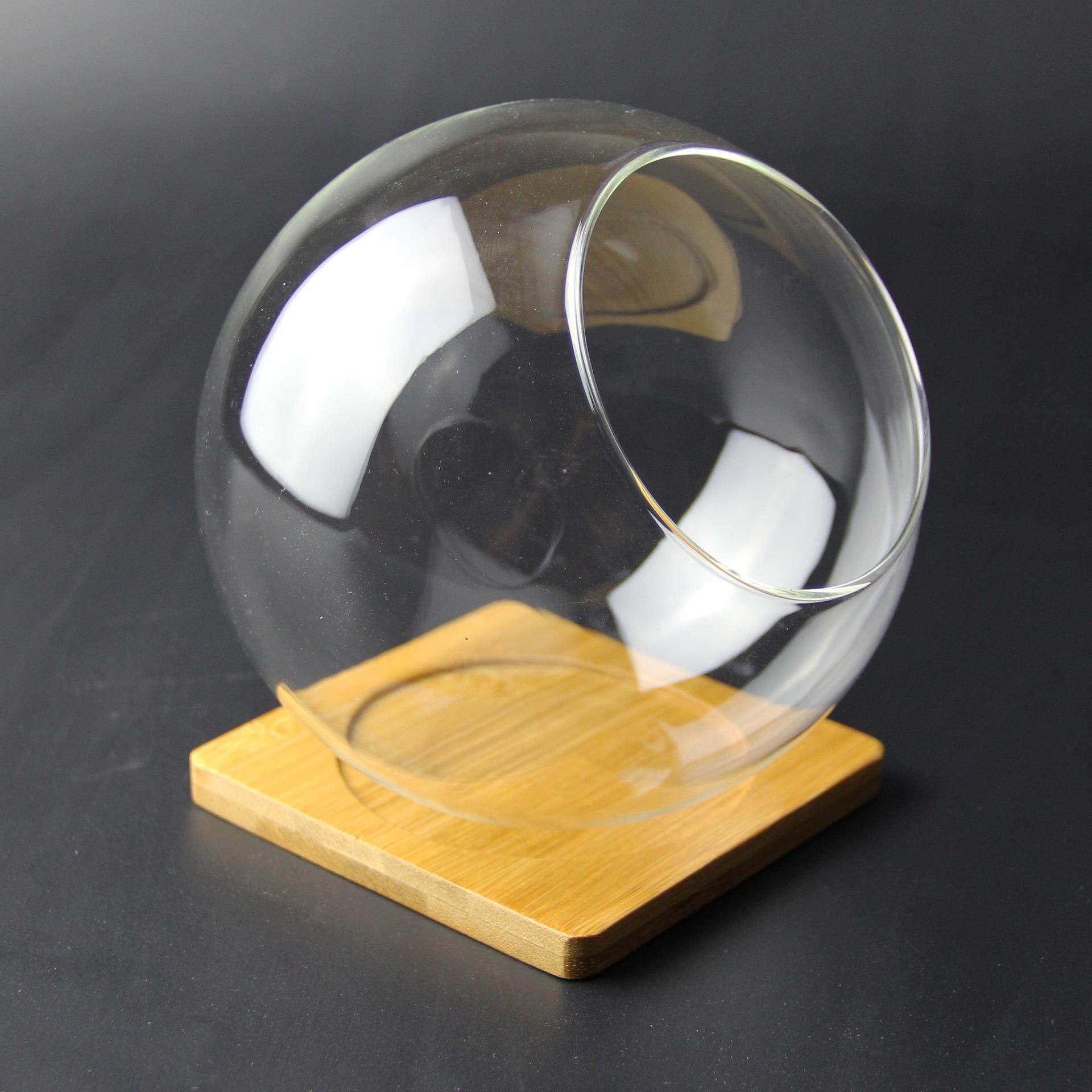 苔藓DIY平底圆球花瓶圆形斜口玻璃瓶微景观生态瓶多肉植物苔藓瓶