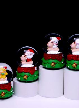 骑鹿响叮当圣诞小号水晶球发光迷你圣诞礼物儿童礼物外贸摆件