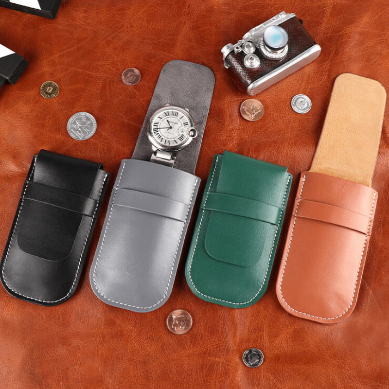 批发超纤皮手表收纳袋 时尚机戒表防刮花皮套 简约旅行手表收纳包