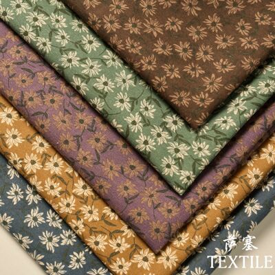 棉麻数码印花布料  碎花布料田园风布料碎花裙子连衣裙布