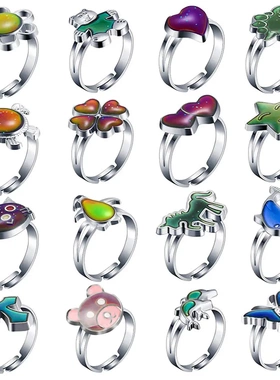 时尚女戒小众设计简约少儿公主卡通可爱动物感温变色戒指