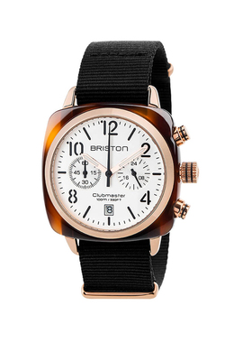 BRISTON Clubmaster Classic黑表带玳瑁白盘玫瑰金圈经典系列手表
