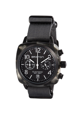 BRISTON 法国进口Clubmaster Sport灰色玳瑁黑盘运动系列计时手表
