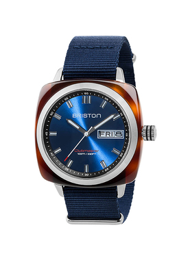 BRISTON 法国进口 Clubmaster Sport 深蓝玳瑁运动系列石英手表