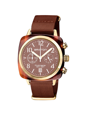 BRISTON 法国进口 Clubmaster Classic 玳瑁浅棕盘经典系列手表