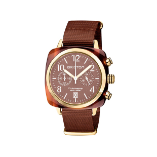 BRISTON 法国进口 Clubmaster Classic 玳瑁浅棕盘经典系列手表