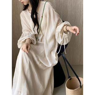 上衣 苎麻套装 衬衫 高级感休闲时尚 半身裙两件套 女装