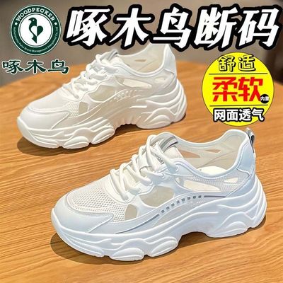 啄木鸟网面透气老爹鞋女