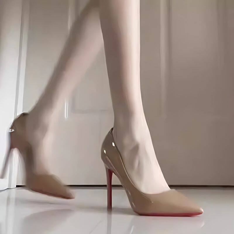 T628红底高跟鞋女细跟2025春新款漆皮黑色气质尖头职业性感单鞋