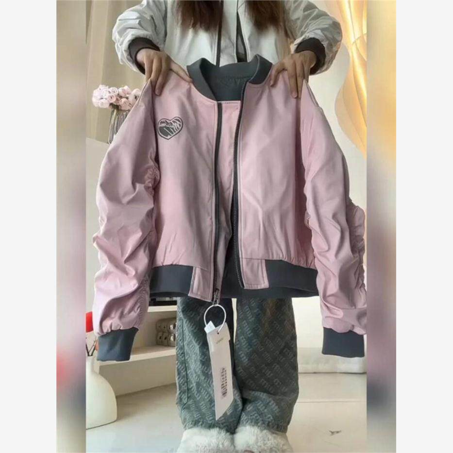 港风复古两面穿短款棒球服女春秋新款宽松高级感休闲百搭夹克外套