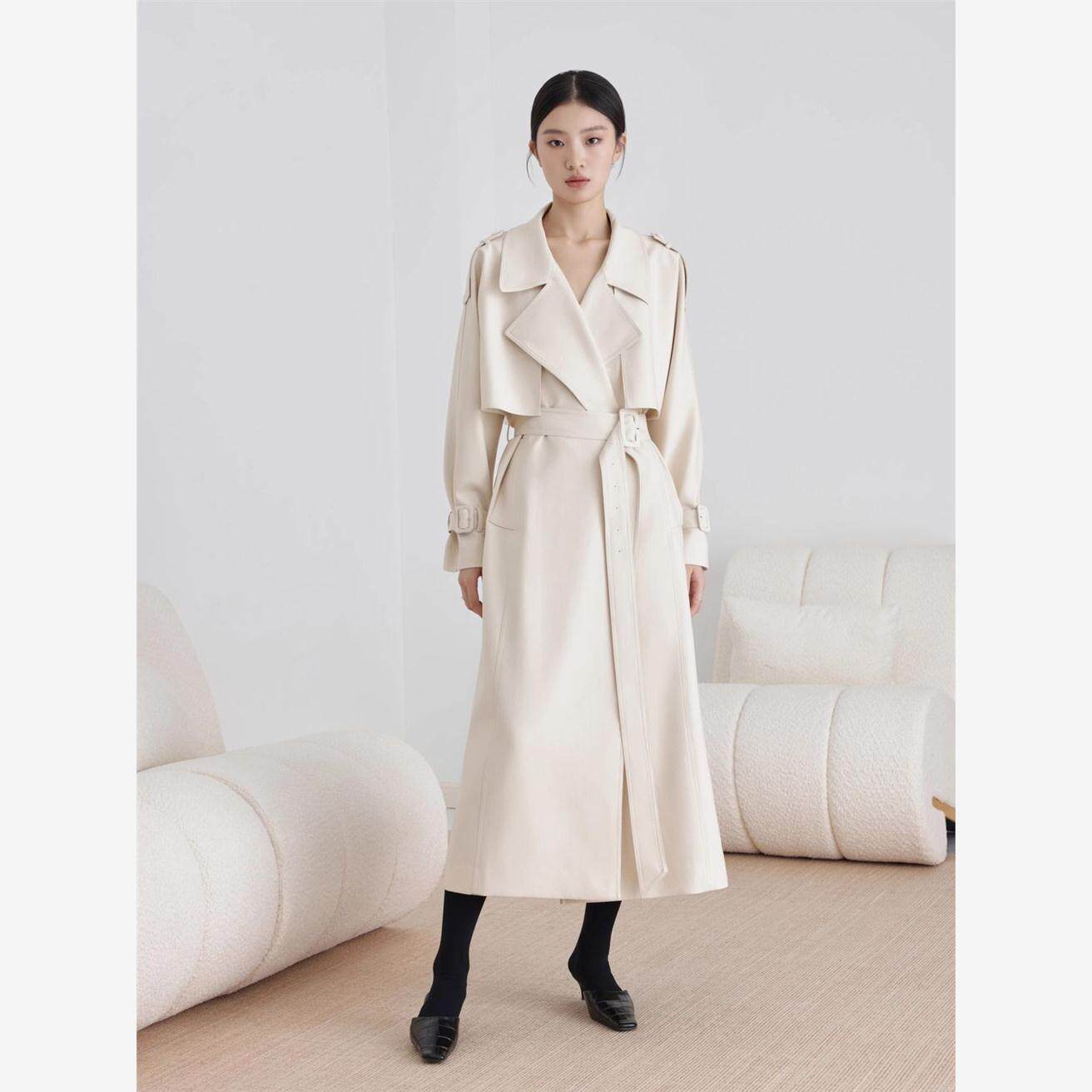 中长款韩系垂感收腰显瘦气质大衣2024新款春秋季高级感风衣外套女