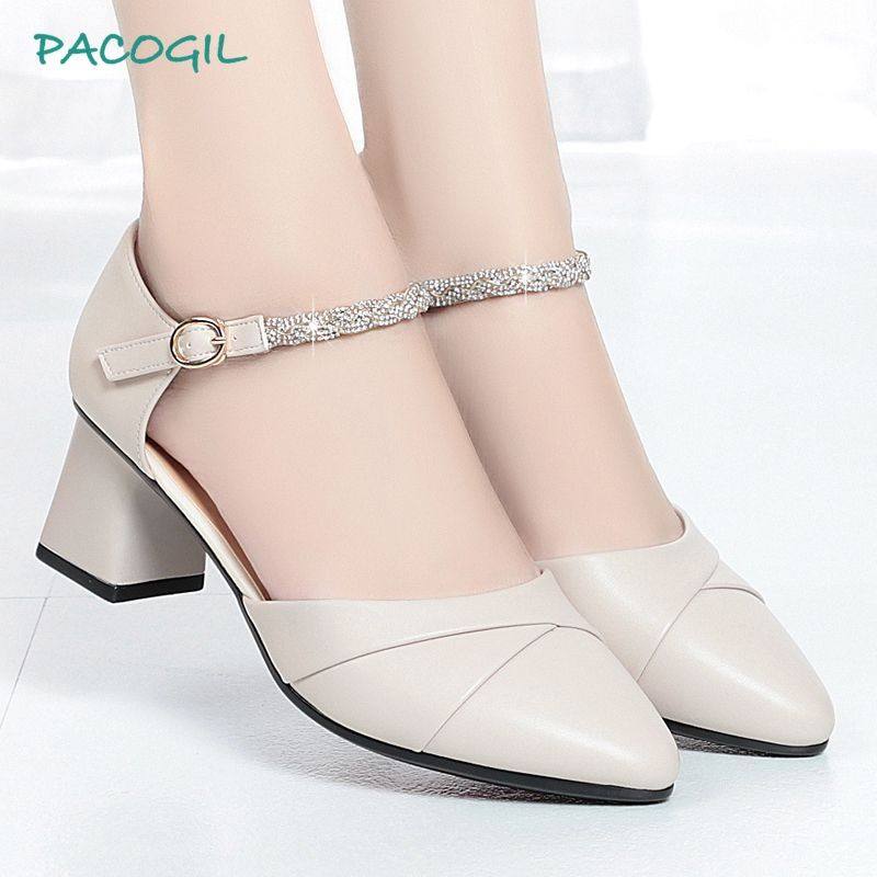 帕克吉尔夏季新款女士皮鞋中跟粗跟百搭时尚凉鞋舒适中空鞋耐磨,流行男鞋,其他凉鞋,淘宝优惠券,粉丝福利购,淘宝优惠卷