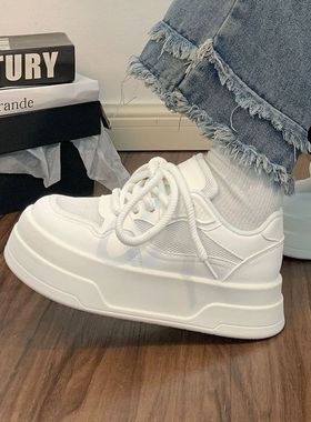 T628小白鞋增高显高鞋子网面2025新款小白鞋透气百搭鞋子板鞋