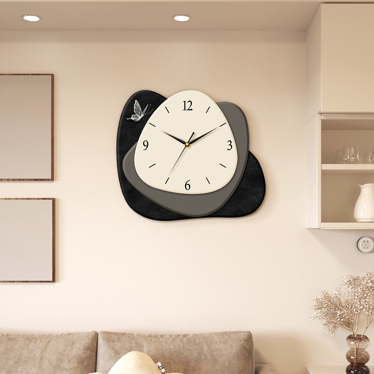 高级餐厅时钟万年历挂表创意中古风客厅挂钟家用新款静音钟表挂墙