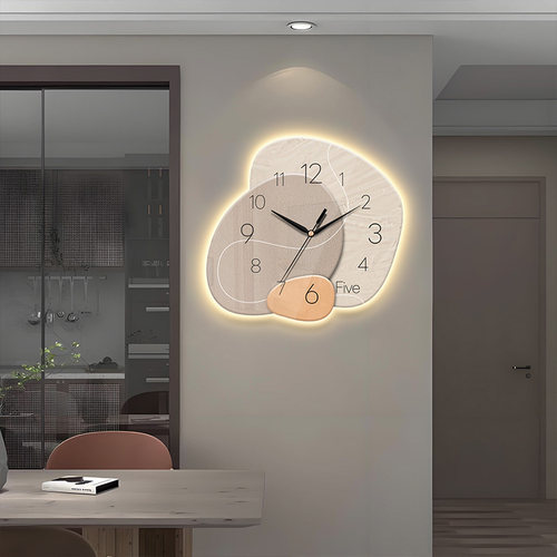 新款钟表带氛围灯光免打孔挂钟