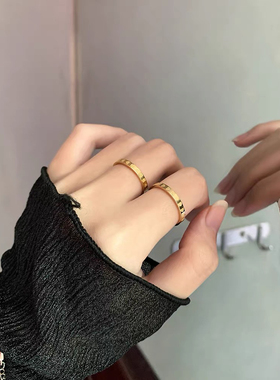 永不褪色钛钢爱心满圈戒指女ins小众设计时尚简约素圈指环不褪色