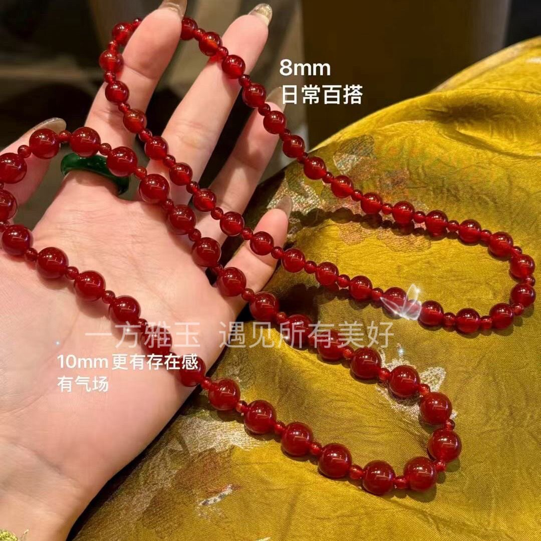 赵露思许妍同款天然红玛瑙手串女生款本命年红色转运圆珠手链礼物