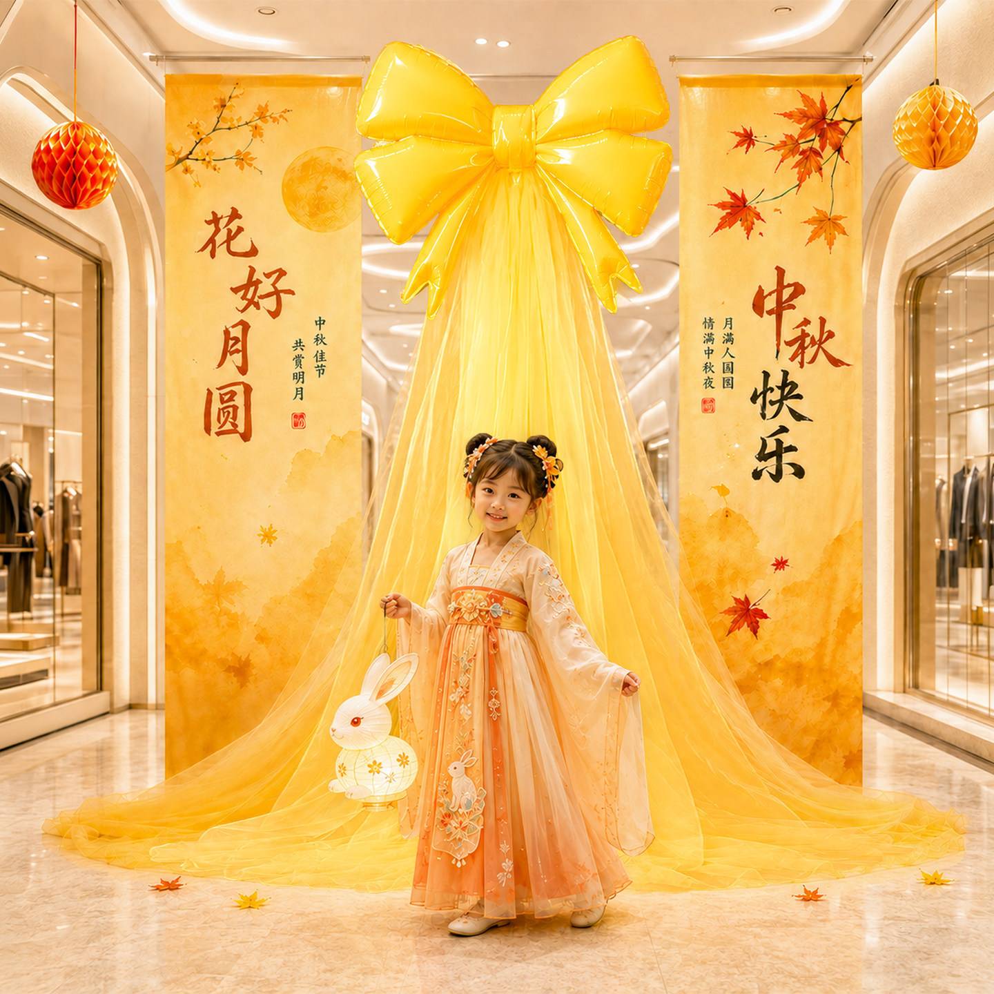 2026中秋装饰挂布条幅灯笼布置商场店铺户外活动氛围装扮美陈布景